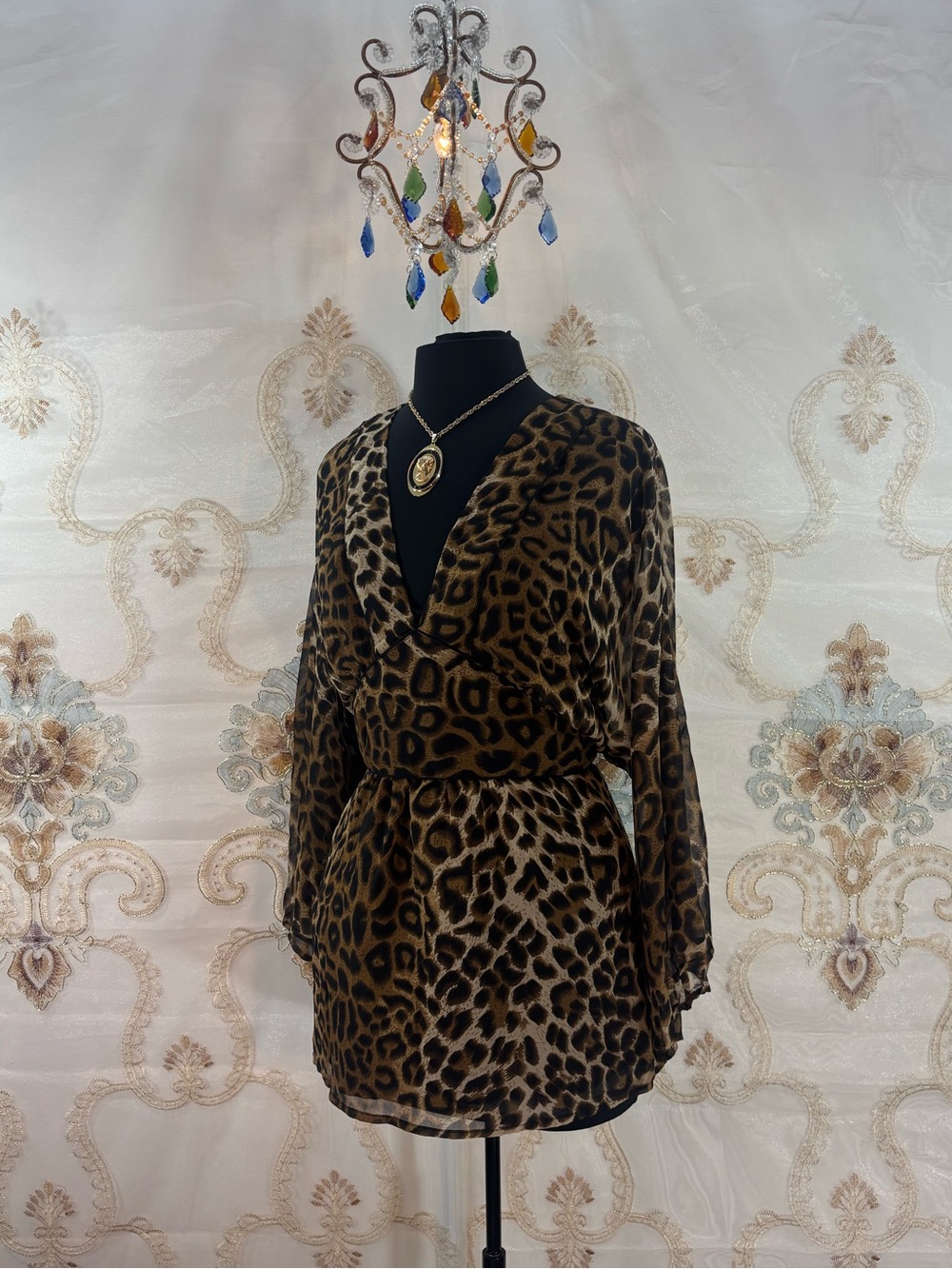 ✨Vintage Y2K Boho Leopard Bell Sleeve Wrap Blouse✨